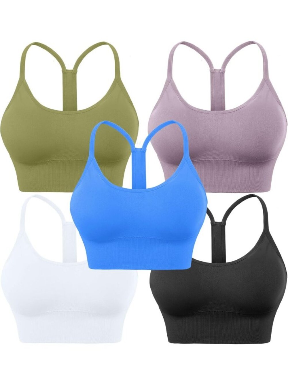 Seamless Padded Racerback Sports Bra for Women - Low Impact Cropped Workout Top